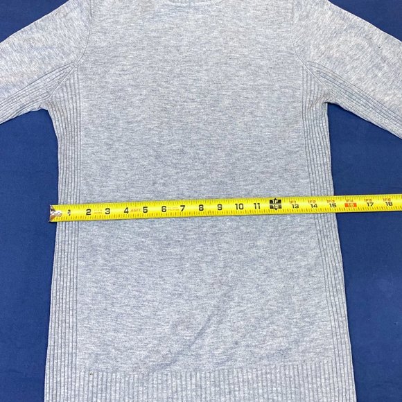 EXPRESS Classy Long Sleeve Shirt Heathered Grey Button Detail Turtleneck - Picture 8 of 12